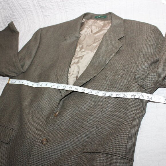 Lauren Ralph Lauren Mens Wool Suit Jacket Sport Coat Green Brown Houndstooth 48R - Picture 9 of 13